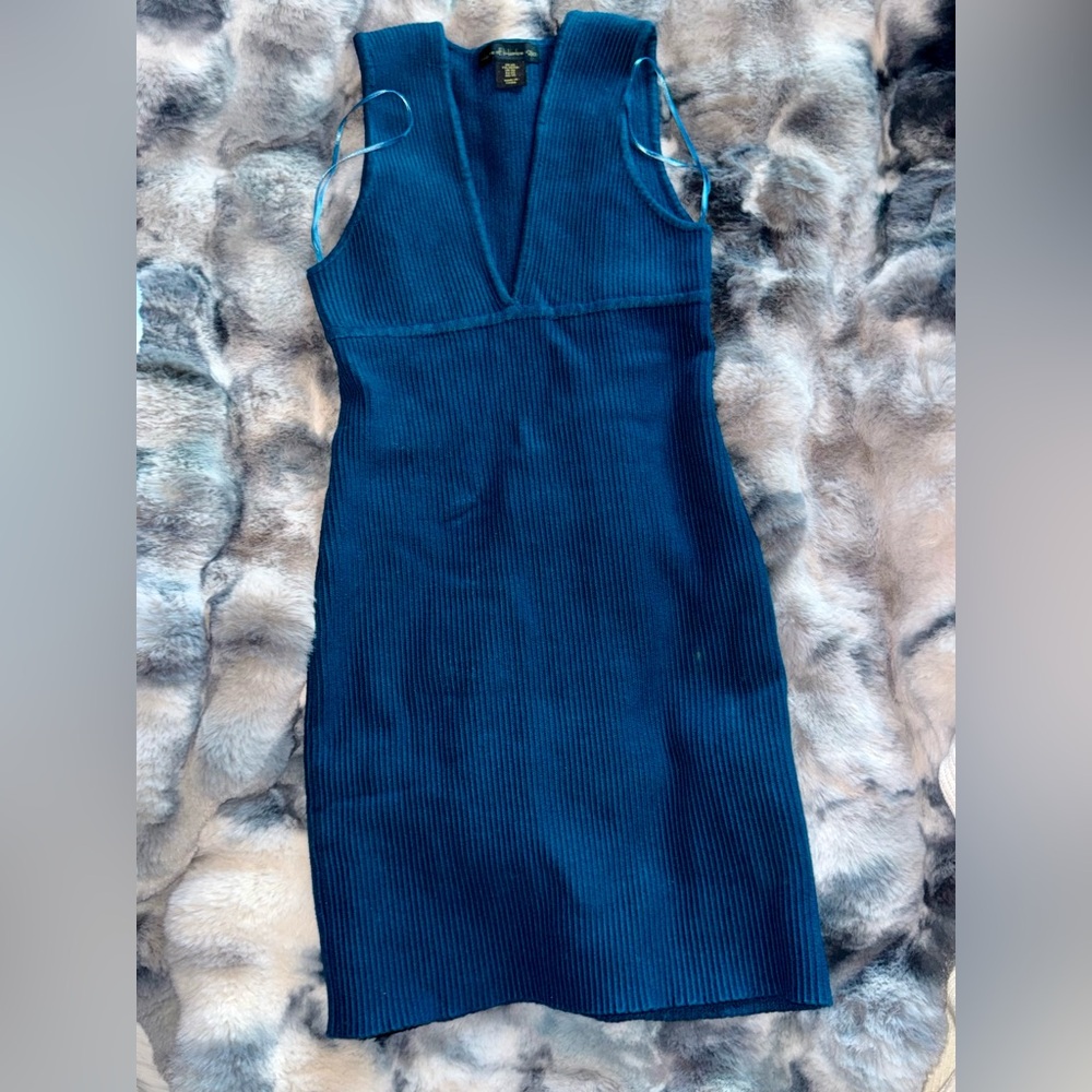House of harlow Deep Blue Ribbed Knit mini dress
